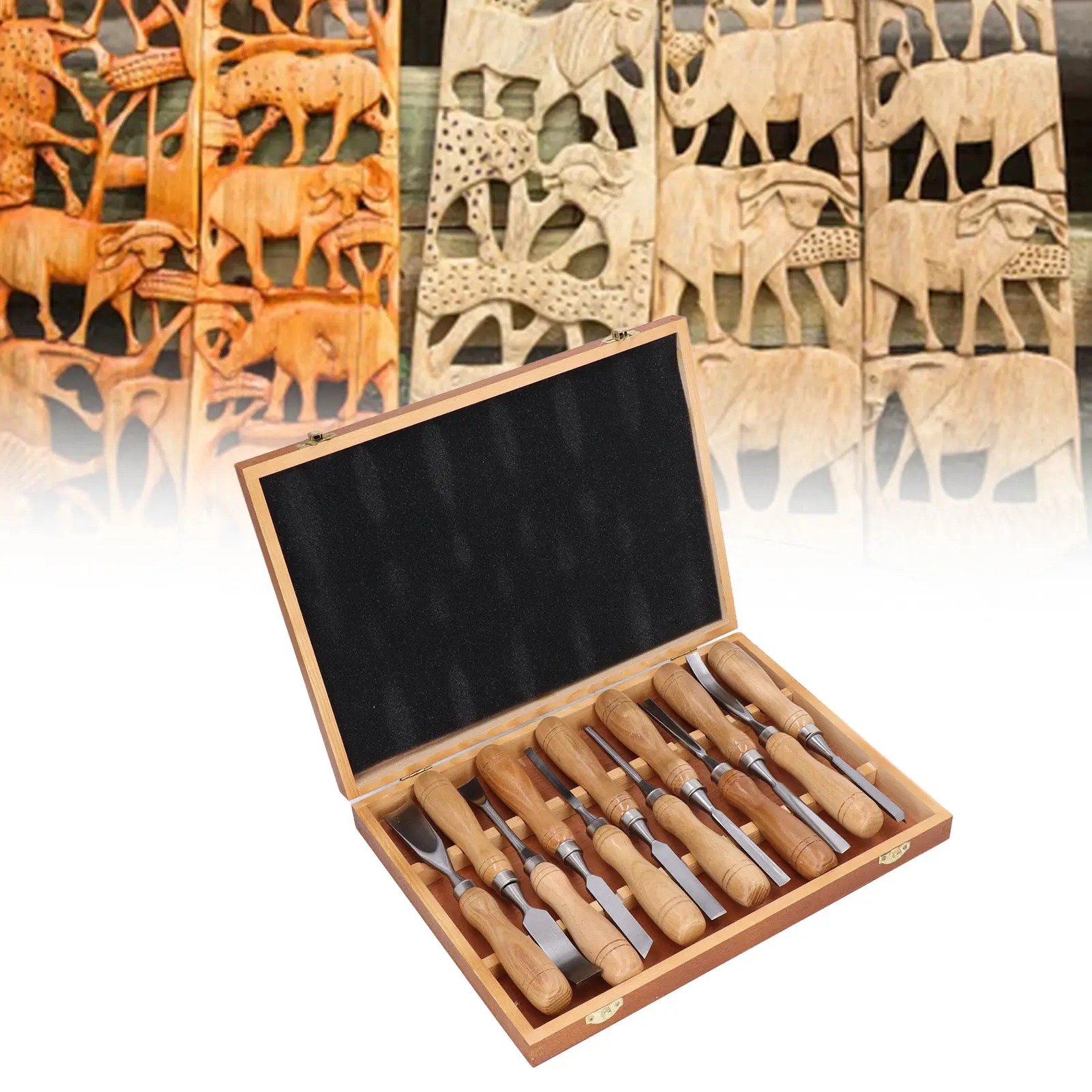Wood Chisel Set - 12Pcs/Set Wood Carving Tools,CRV Blade Wooden