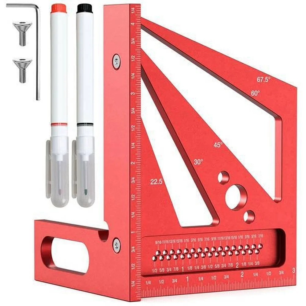 Woodworking Workshop Layout - Red 3D Multi Angle Measuring Ruler