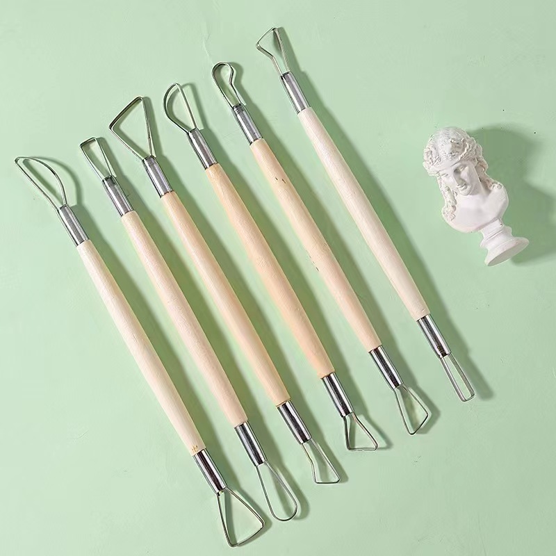 Wood Chisel Set - 6PCS wooden handle wax pottery clay