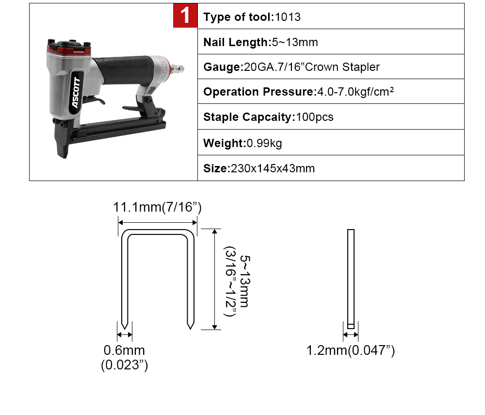 20GA 5-13mm 100pcs 1013j Indus - Woodworking Nail Gun 评论和价格