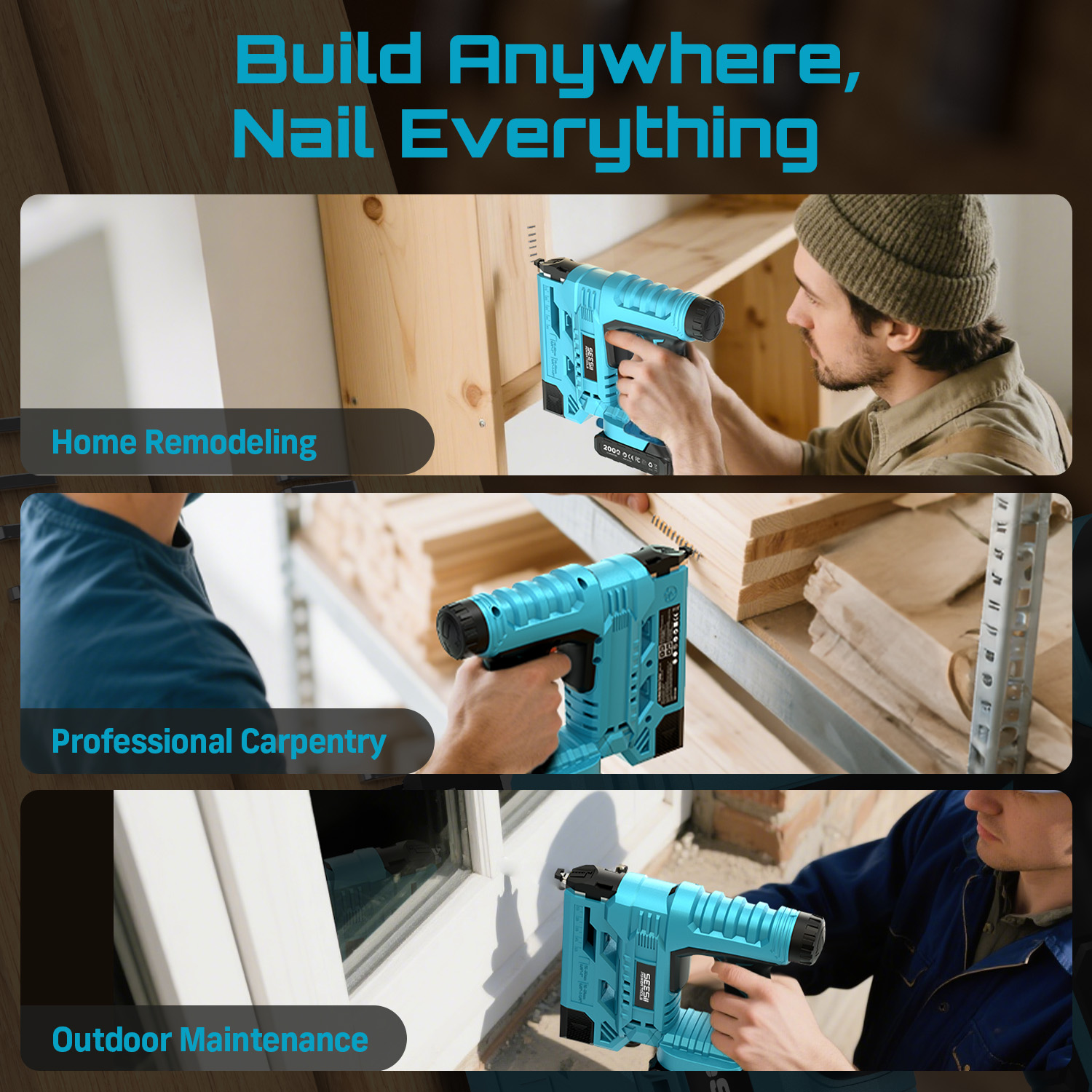 SEESII Electric Nail Gun Cordl - Woodworking Nail Gun 评论和价格