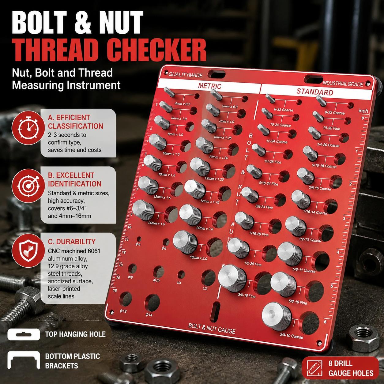 Nut and Bolt Thread Gauge Set  - Woodworking Garage 评论和价格