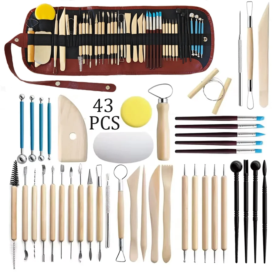 8-61PCS Pottery Tool Set - Cer - Wood Chisel Set 评论和价格