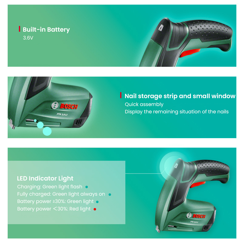 Bosch PTK 3.6 Li Cordless Nail - Woodworking Nail Gun 评论和价格